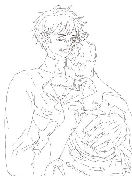 luffy clean lineart half body 100k, $44